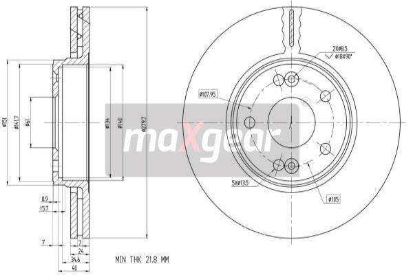 MAXGEAR 19-1299 Bremsscheibe