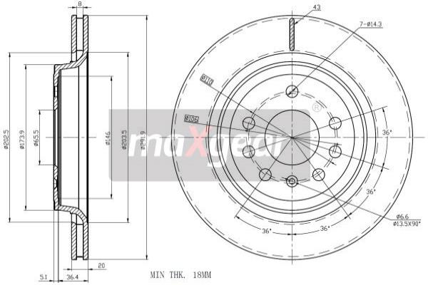 MAXGEAR 19-1304 féktárcsa