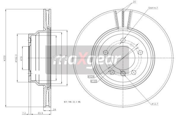 MAXGEAR 19-1322 féktárcsa