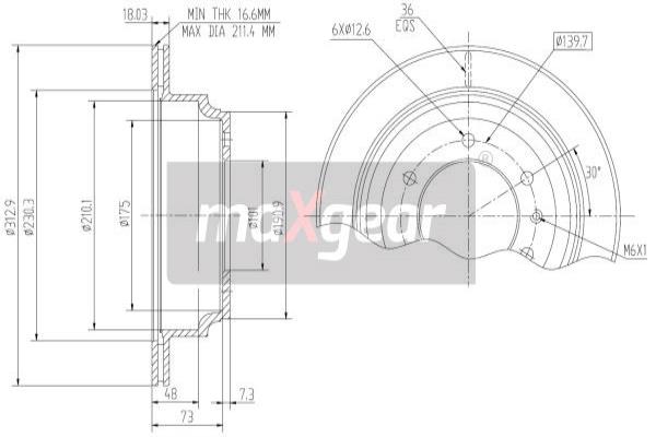 MAXGEAR 19-1814 Brzdový kotouč