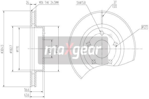 MAXGEAR 19-1827 Brzdový kotouč