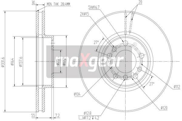 MAXGEAR 19-1829 Bremsscheibe