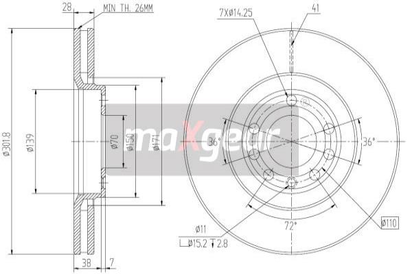 MAXGEAR 19-1832 Bremsscheibe