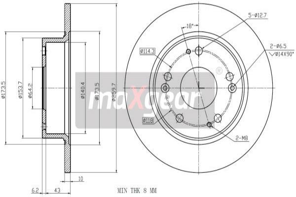 MAXGEAR 19-1843 Bremsscheibe