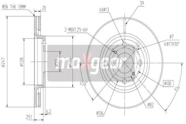 MAXGEAR 19-1844 Bremsscheibe