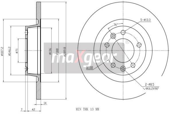 MAXGEAR 19-1878 Bremsscheibe