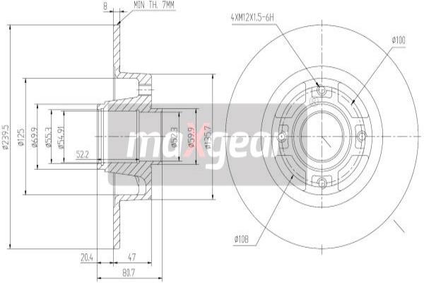 MAXGEAR 19-1907 Bremsscheibe