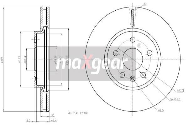 MAXGEAR 19-2019 Brzdový kotouč