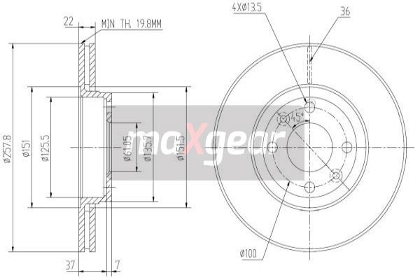 MAXGEAR 19-2232MAX féktárcsa