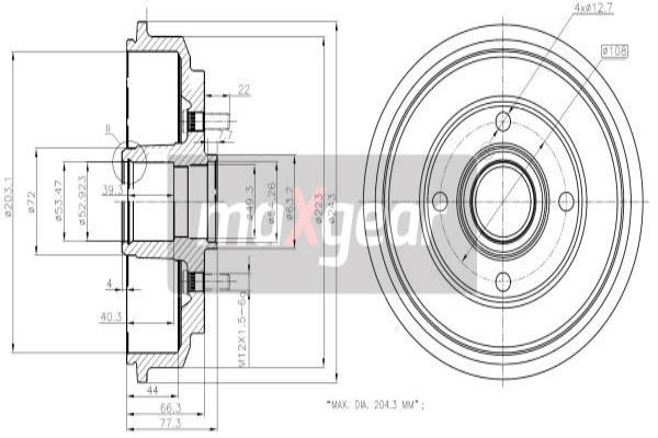 MAXGEAR 19-2316 Brzdový buben