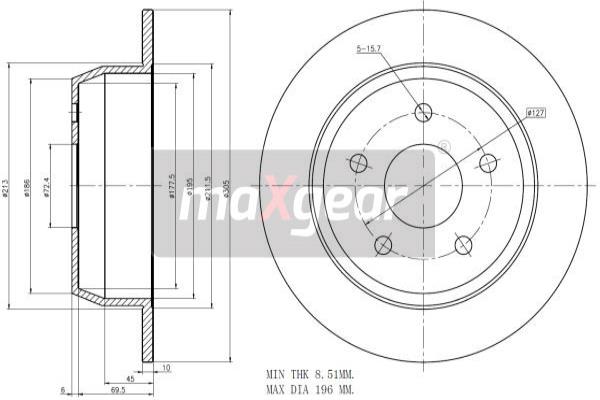 MAXGEAR 19-2544 Brzdový kotouč