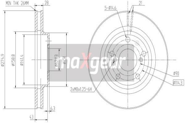 MAXGEAR 19-2562 Brzdový kotouč