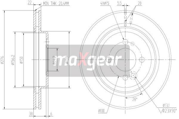 MAXGEAR 19-2564 Brzdový kotouč