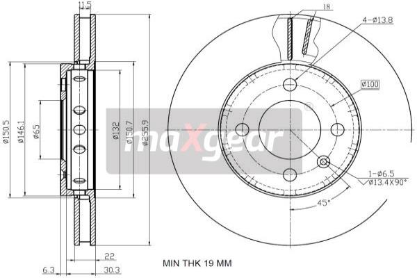 MAXGEAR 19-2856 Brzdový kotouč