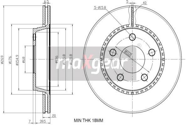 MAXGEAR 19-3187 Brzdový kotouč