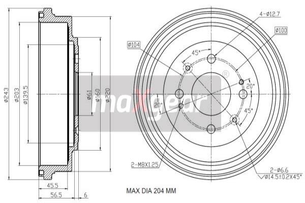 MAXGEAR 19-3192 Brzdový buben