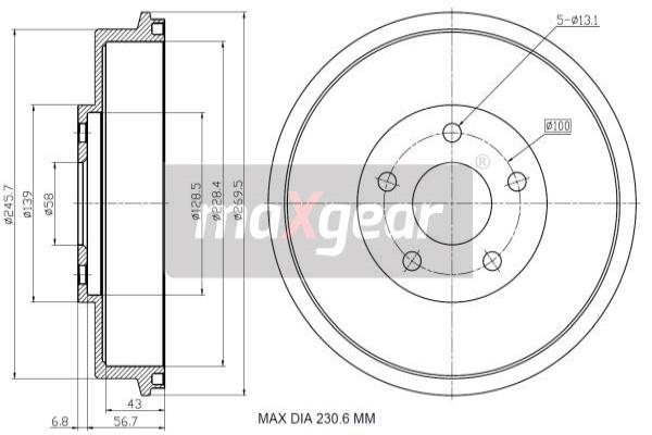 MAXGEAR 19-3196 Brzdový buben