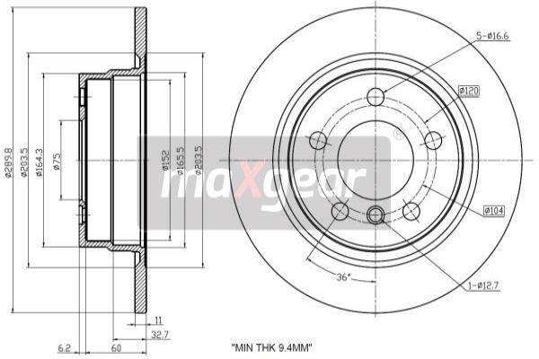 MAXGEAR 19-3219 Brzdový kotouč