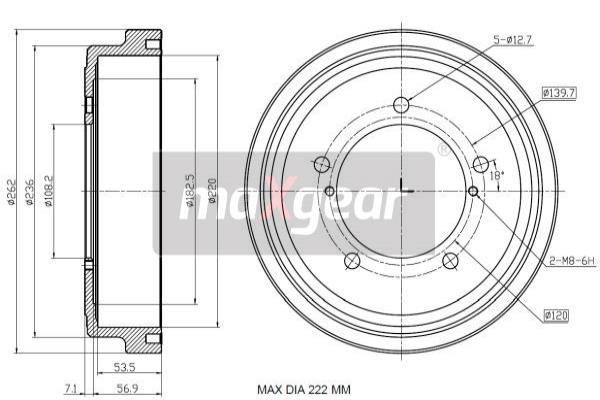 MAXGEAR 19-3222 Bremstrommel