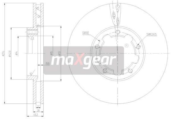 MAXGEAR 19-3337 féktárcsa elsőtengely NISSAN