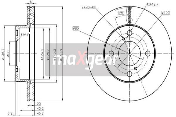 MAXGEAR 19-3346 féktárcsa