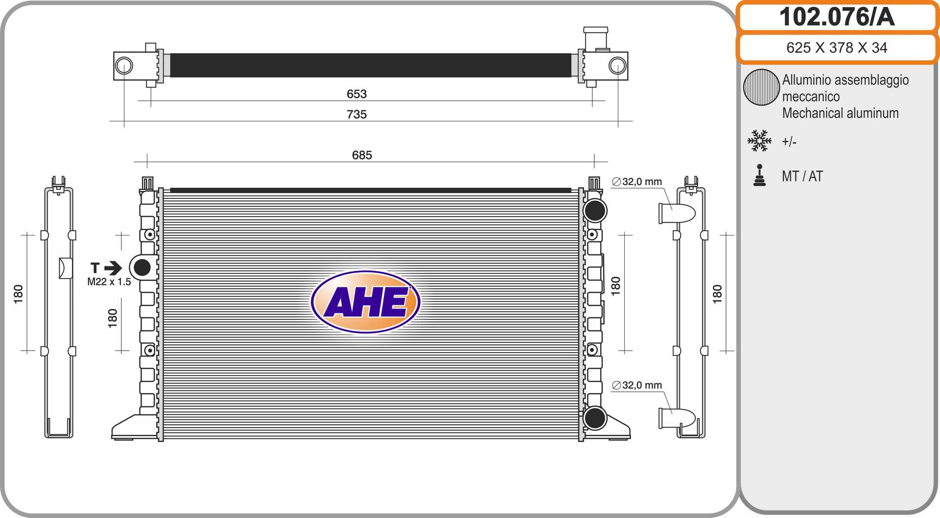 AHE 102.076/A Radiatore,...