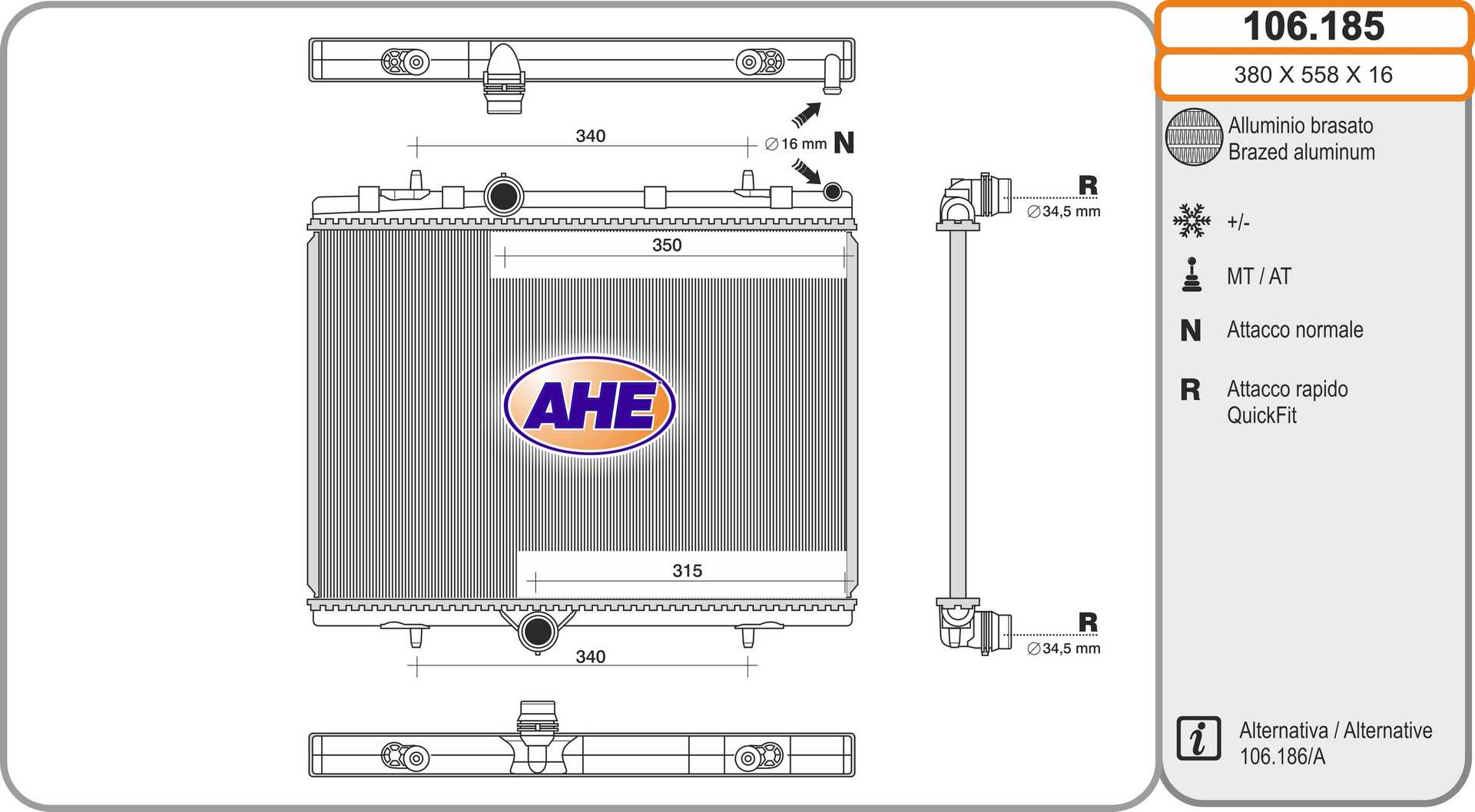 AHE 106.185 Radiatore,...