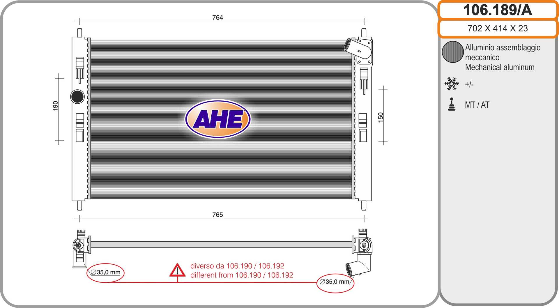 AHE 106.189/A Radiatore,...