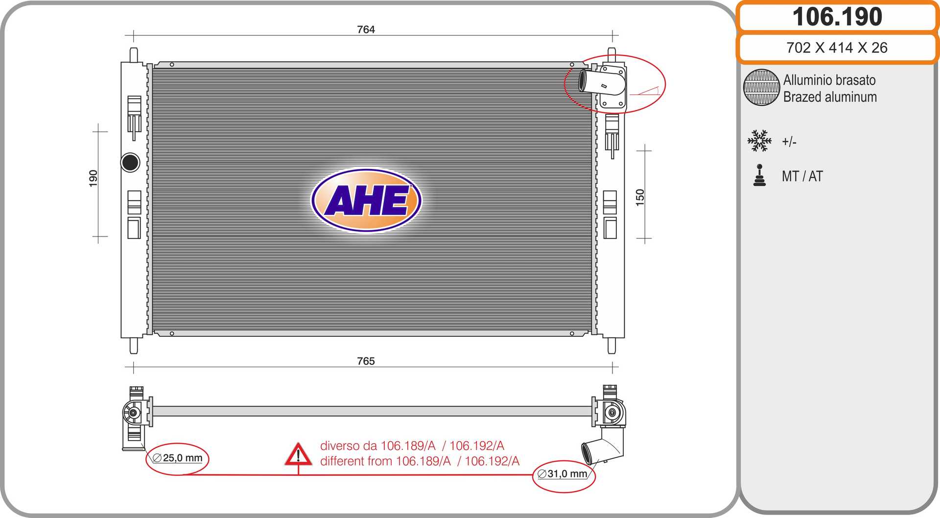 AHE 106.190 Radiatore,...