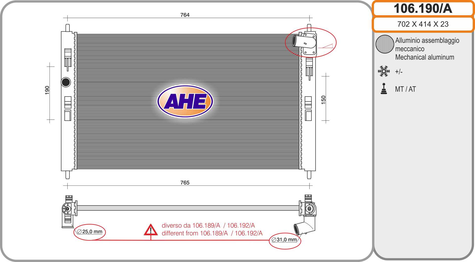 AHE 106.190/A Radiatore,...