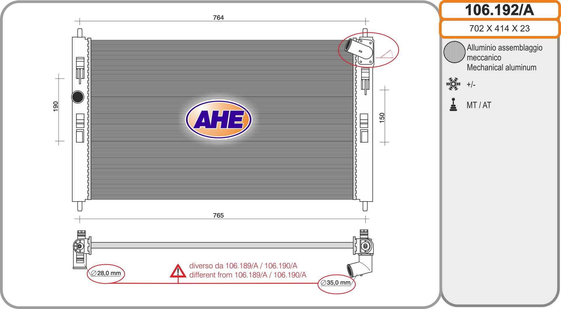 AHE 106.192/A Radiatore,...