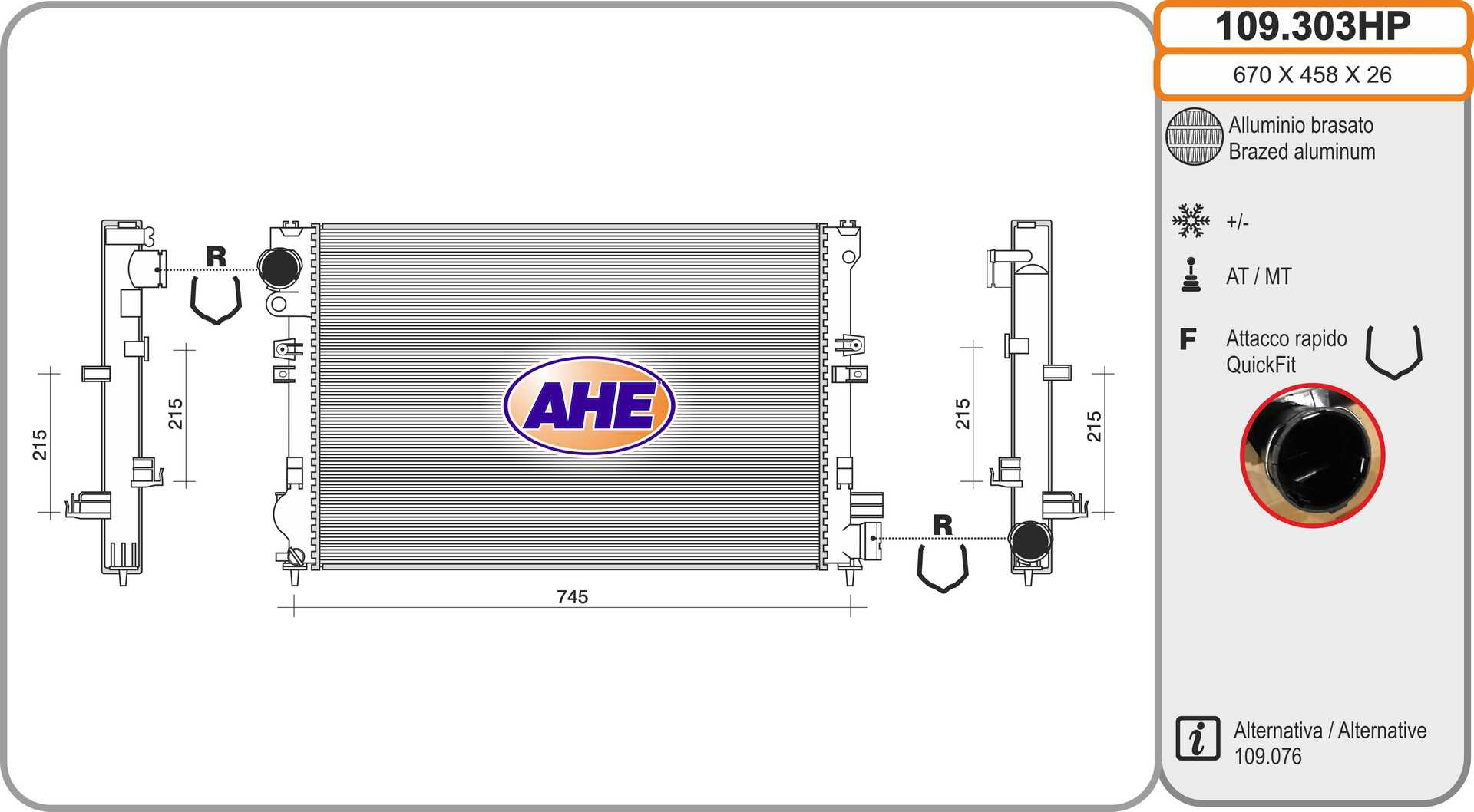 AHE 109.303HP Radiatore,...