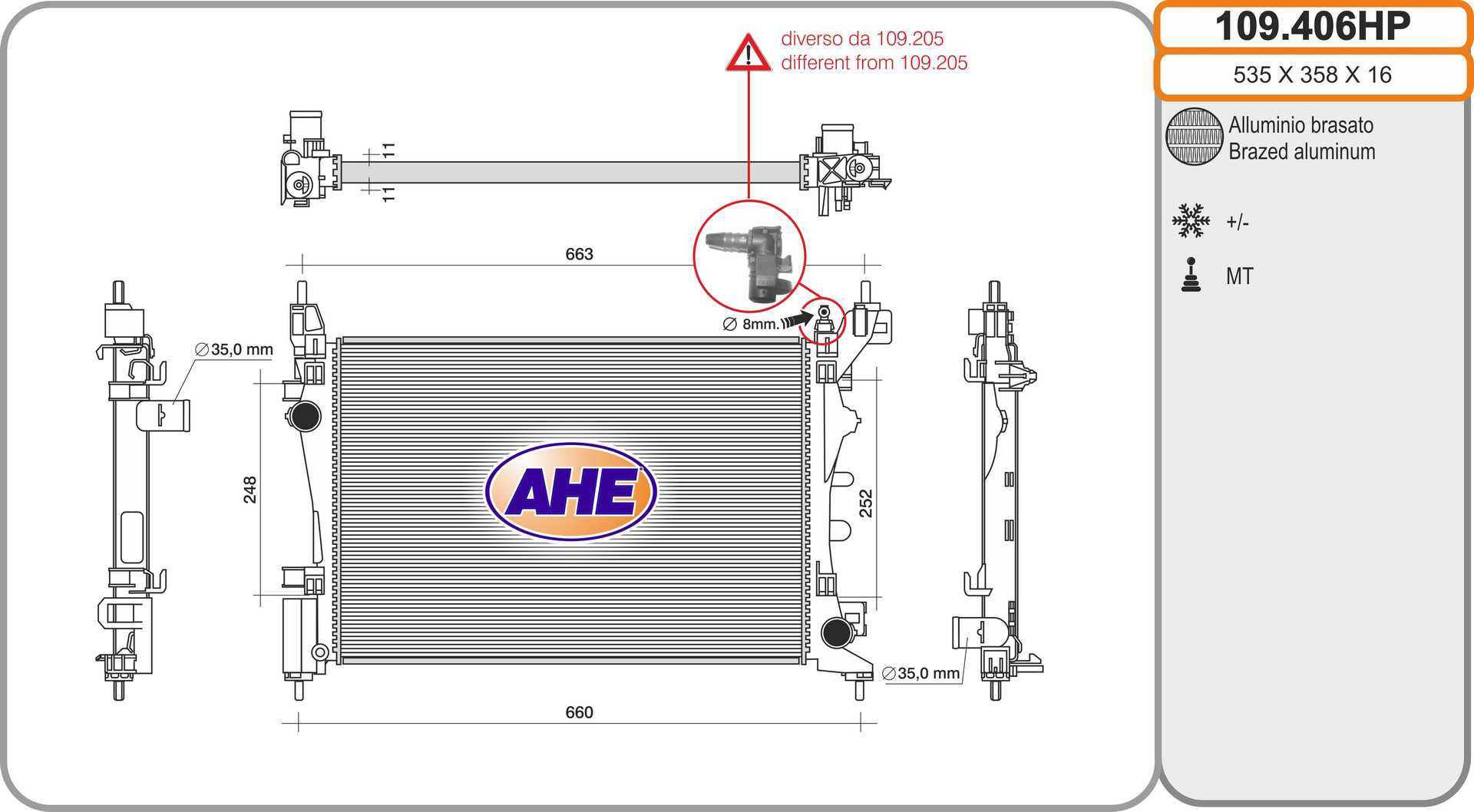AHE 109.406HP Radiatore,...