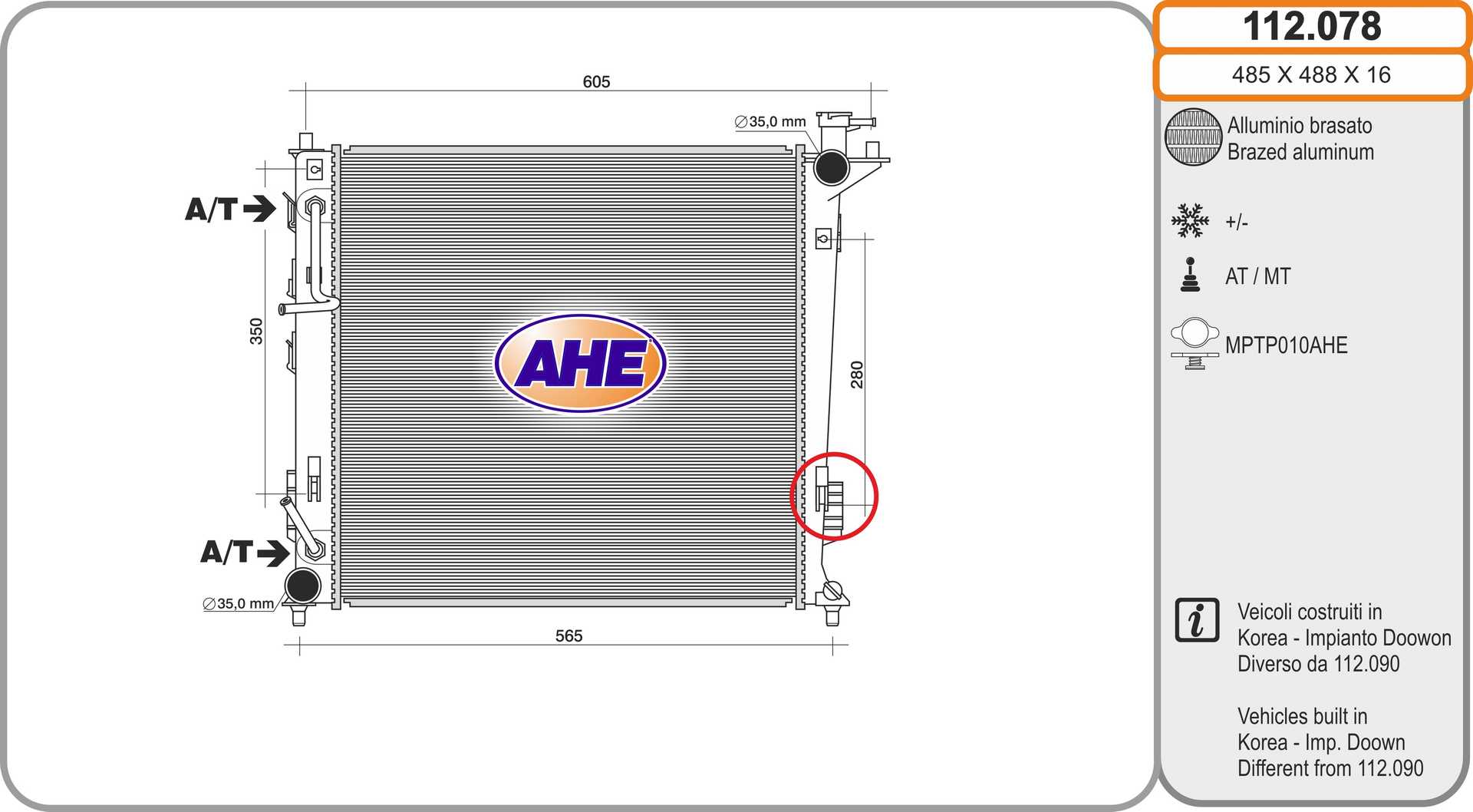 AHE 112.078 Radiatore,...