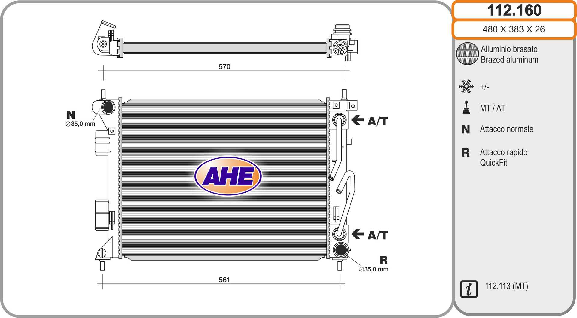 AHE 112.160 Radiatore,...