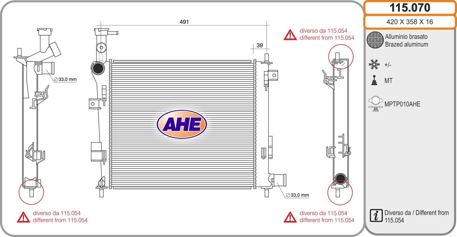 AHE 115.070 Radiatore,...