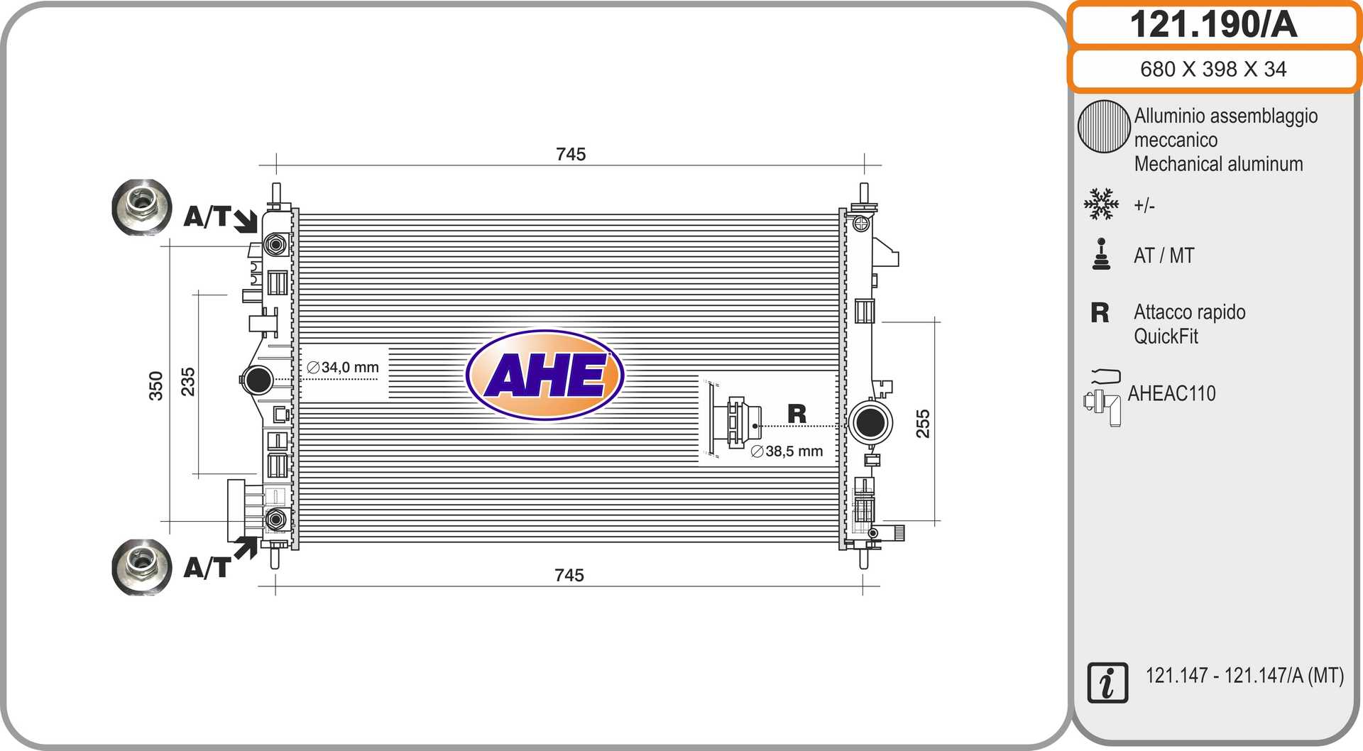 AHE 121.190/A Radiatore,...
