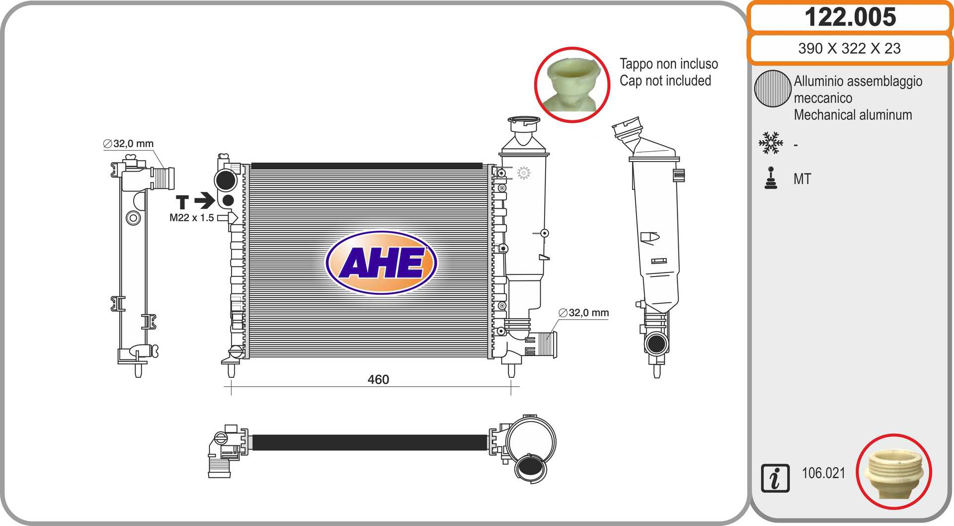 AHE 122.005 Radiatore,...