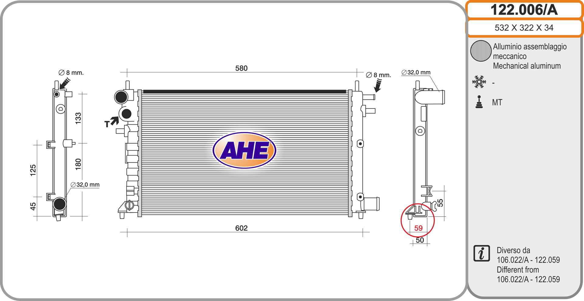 AHE 122.006/A Radiatore,...