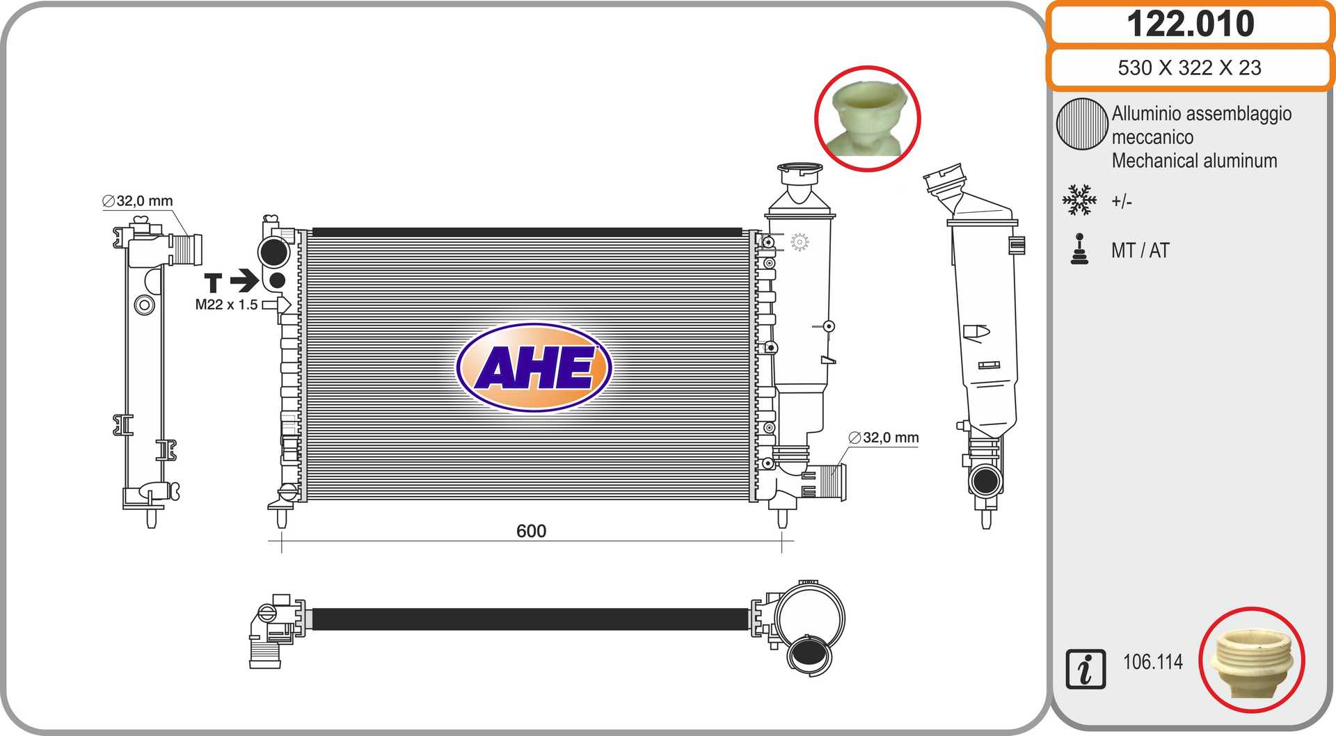 AHE 122.010 Radiatore,...