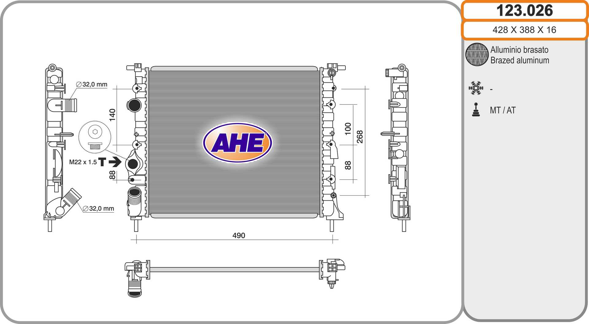 AHE 123.026 Radiatore,...