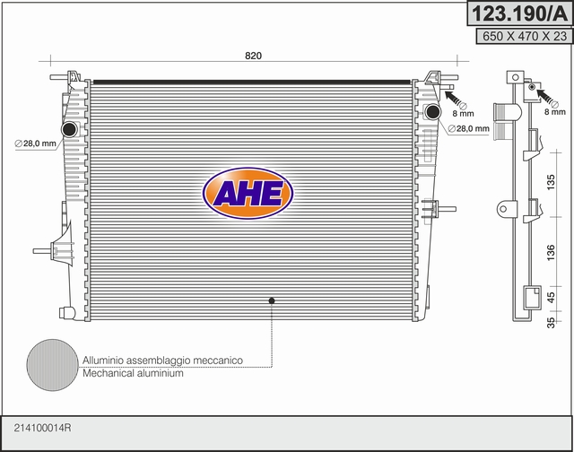 AHE 123.190/A Radiatore,...