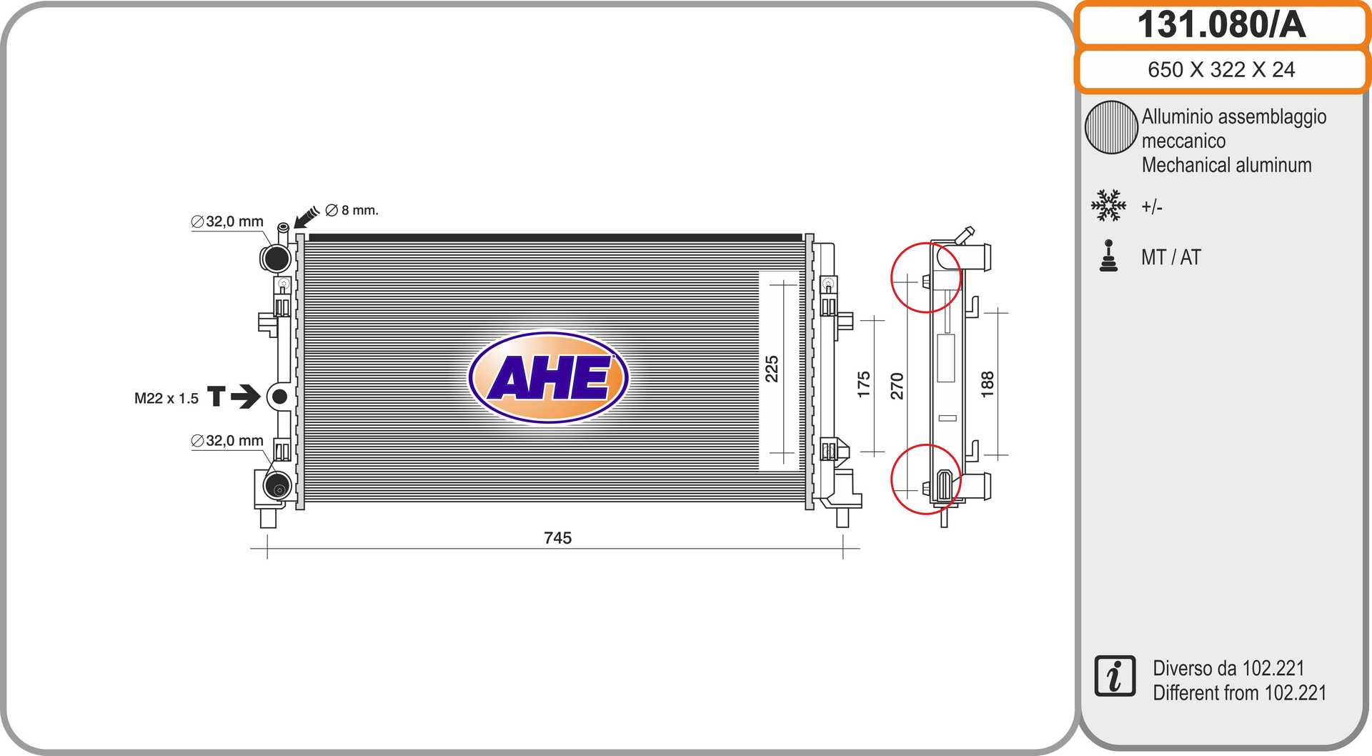 AHE 131.080/A Radiatore,...