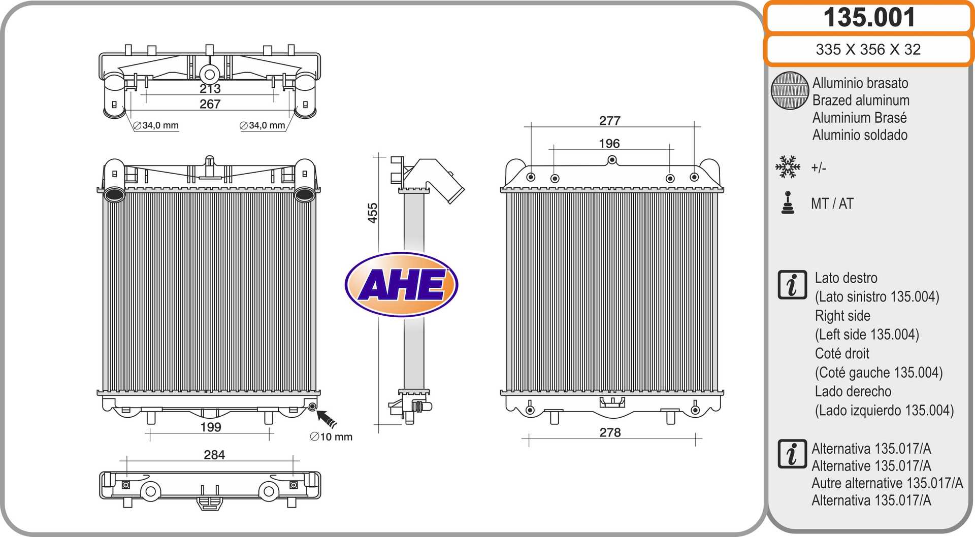 AHE 135.001 Radiatore,...