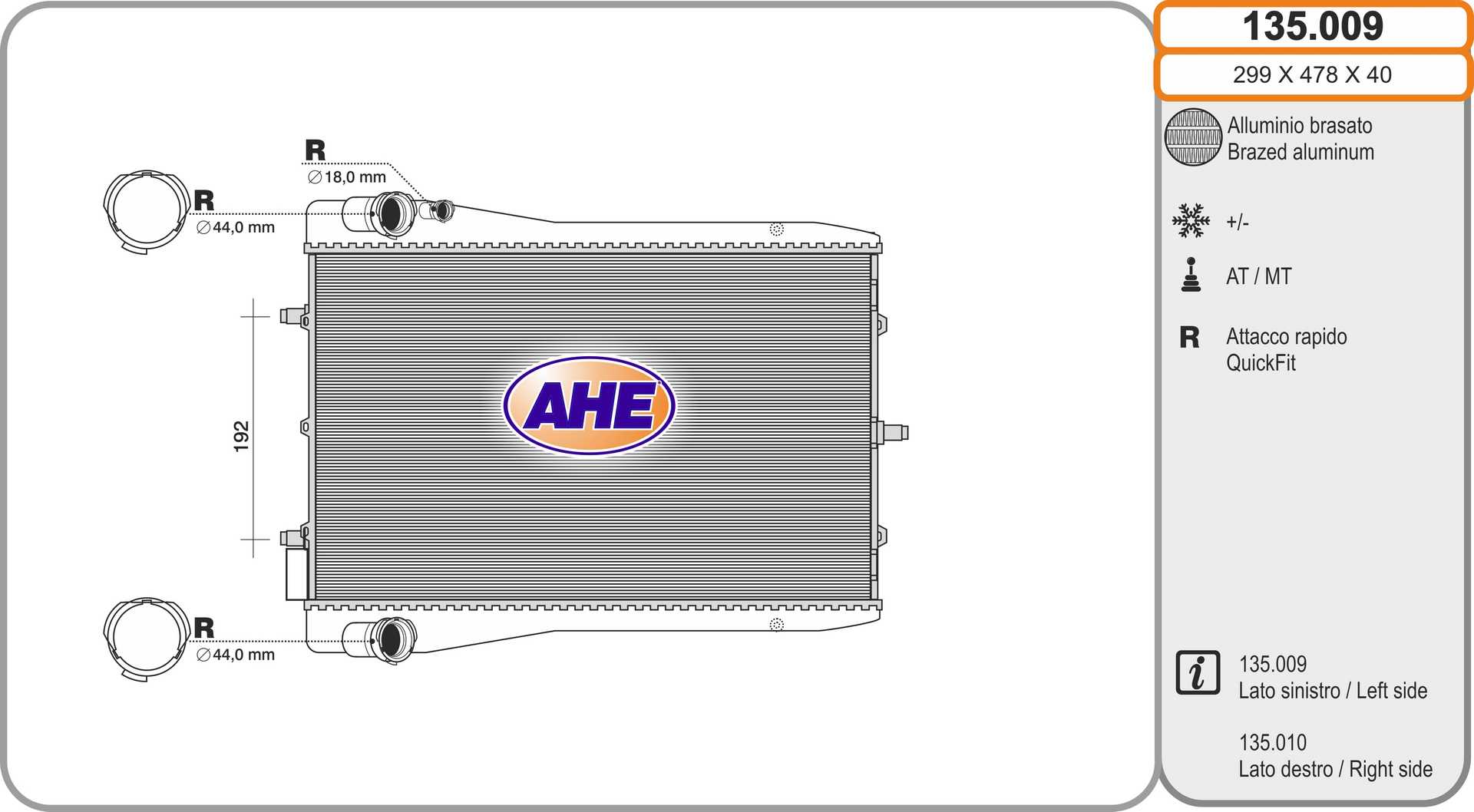 AHE 135.009 Radiatore,...