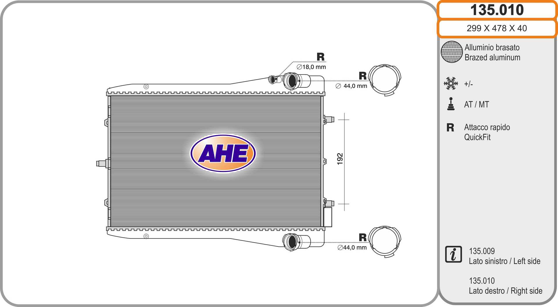 AHE 135.010 Radiatore,...