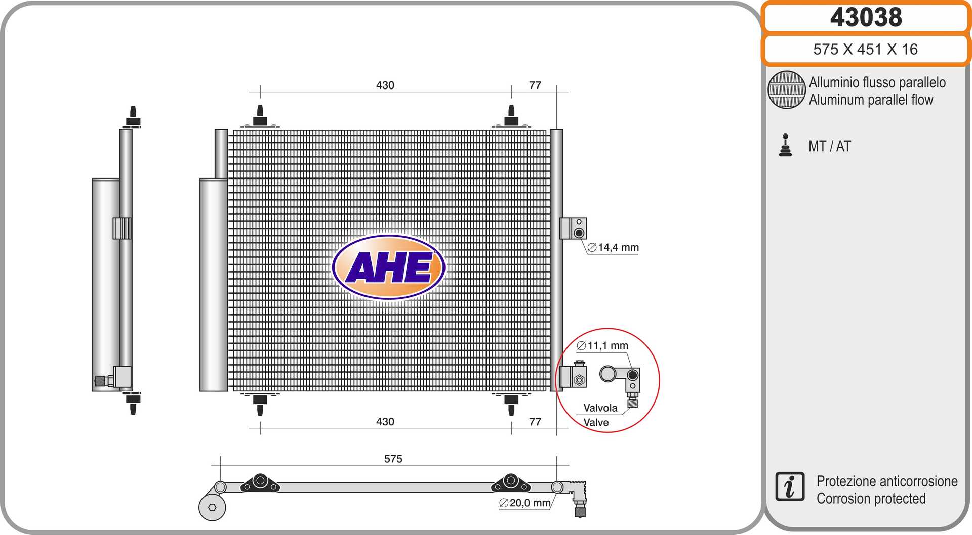 AHE 43038 Condensatore,...