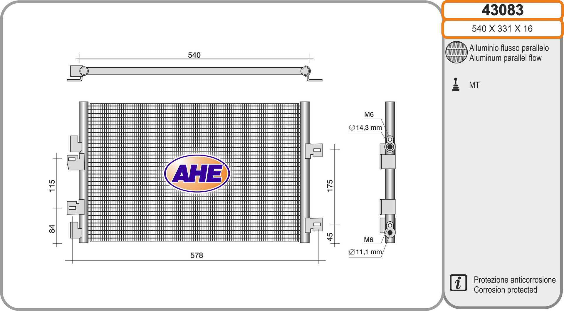 AHE 43083 Condensatore,...