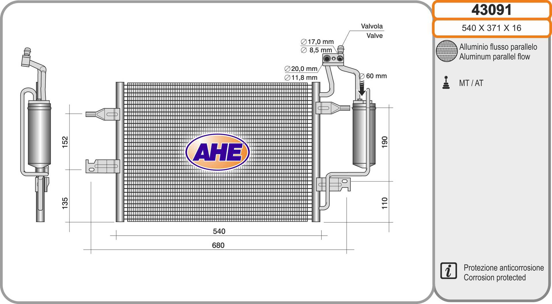 AHE 43091 Condensatore,...