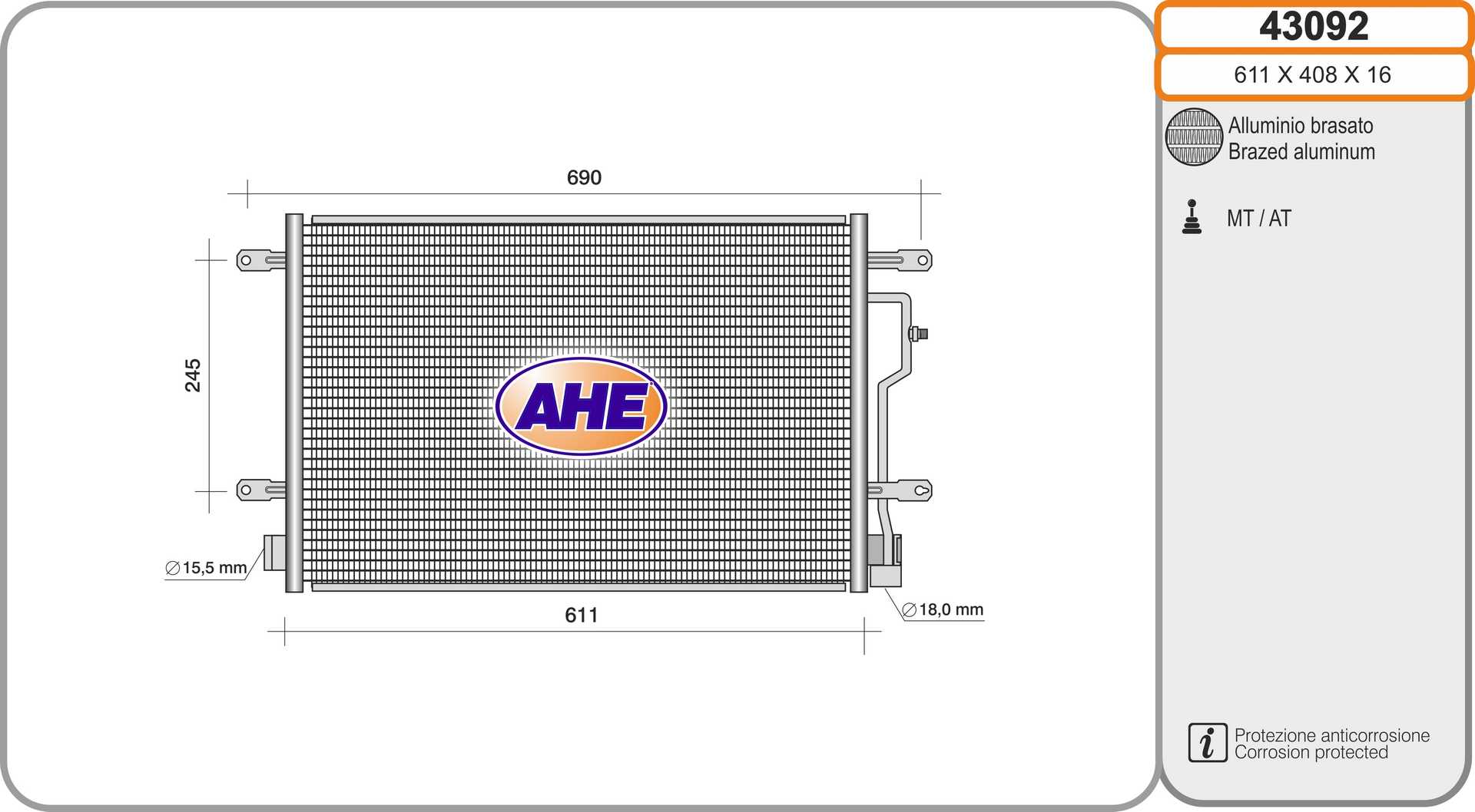 AHE 43092 Condensatore,...